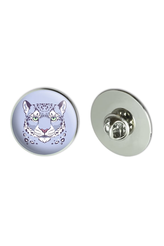 Spotted Snow Leopard Face Metal 1.1" Tie Tack Hat Lapel Pin Pinback