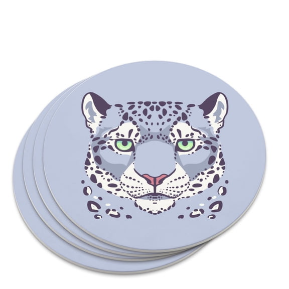 Spotted Snow Leopard Face Novelty Coaster Set