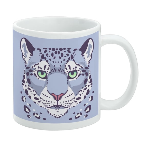 Spotted Snow Leopard Face White Mug