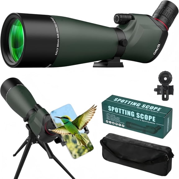 25-75x80 Spotting Scope, High Powered Monocular Telescope Spotter Scopes with Tripod &Phone Adapter for Hunting Target Shooting Bird Watching