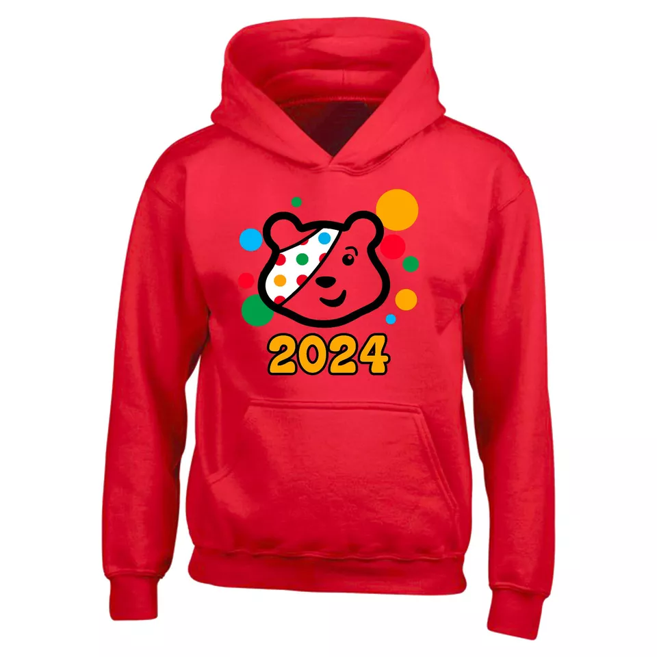 Spotty Day 2024 Pudsey Bear Kids Hoody Children In Need Boys Girls Xmas