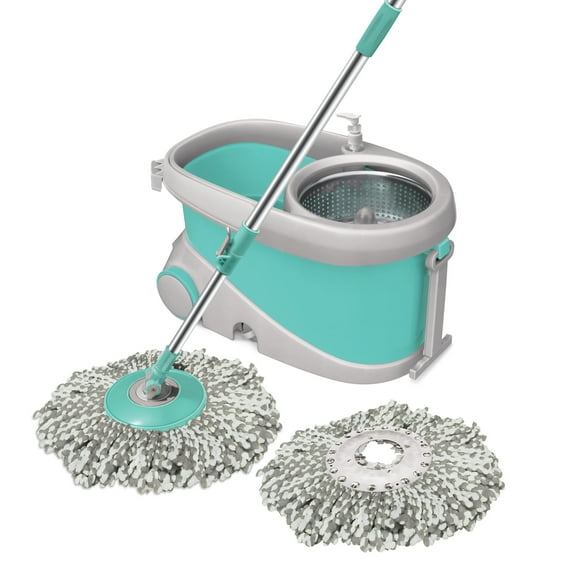 Spotzero by Milton Prime Spin Mop Bucket, Extendable Handle, Liquid Dispenser Wheels - Aqua Green