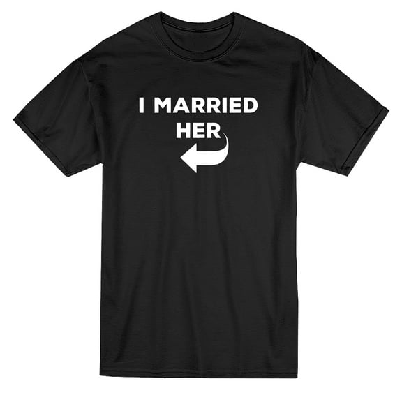 Spouses Day I Married Her Matching Couple Graphic Men Black T-Shirt, Male Medium