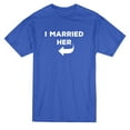 thumbnail image 1 of Spouses Day I Married Her Matching Couple Graphic Men Royal Blue T-Shirt, Male Large, 1 of 2