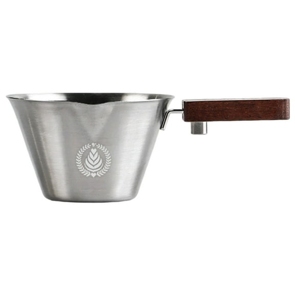 Spouts Measuring Cup, with Wooden Handle Heat-Resistant Espresso Shot Glasses Mini Sauce Pitcher for Milk Coffee Tea Wine Cocktail