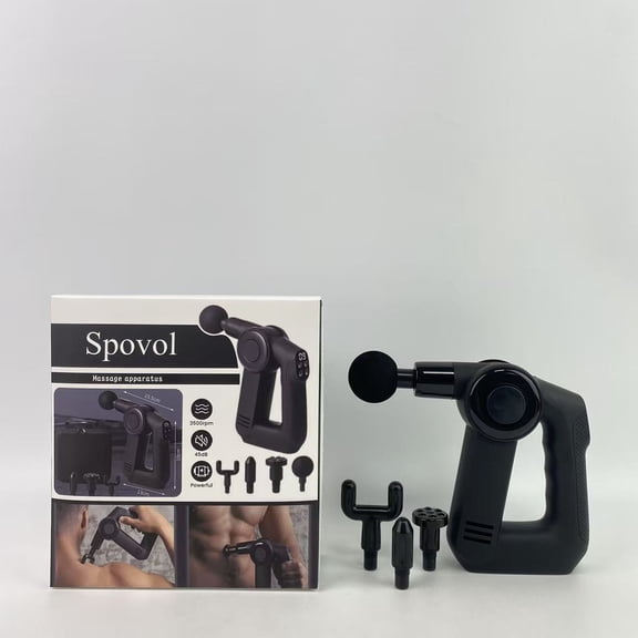 Spovol Massage apparatus,Quiet Deep Tissue Therapy Massage Gun - Bluetooth Enabled, Electric Percussion Massage Gun & Personal Massager for Pain Relief in Neck (Black - 5th Gen)