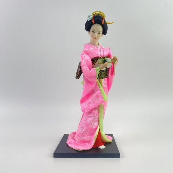 Spowxilo Dolls, Kimono Dolls, Oriental Doll Traditional Sculpture Ethnic Japanese Geisha Dolls, Pink