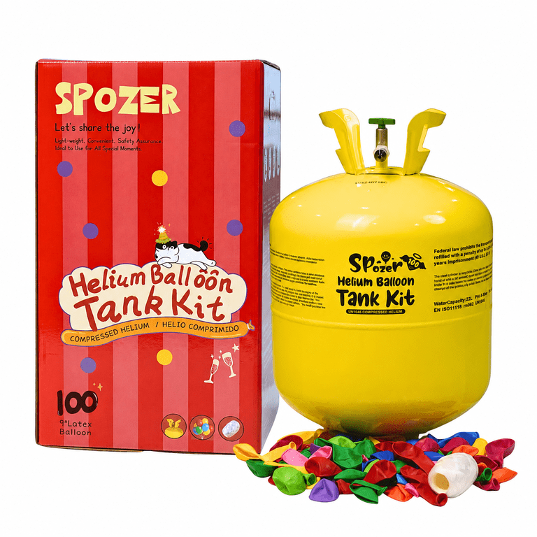 Spozer 22L Helium Tank, Inflates Up to 100 Balloons, 99.99% Pure