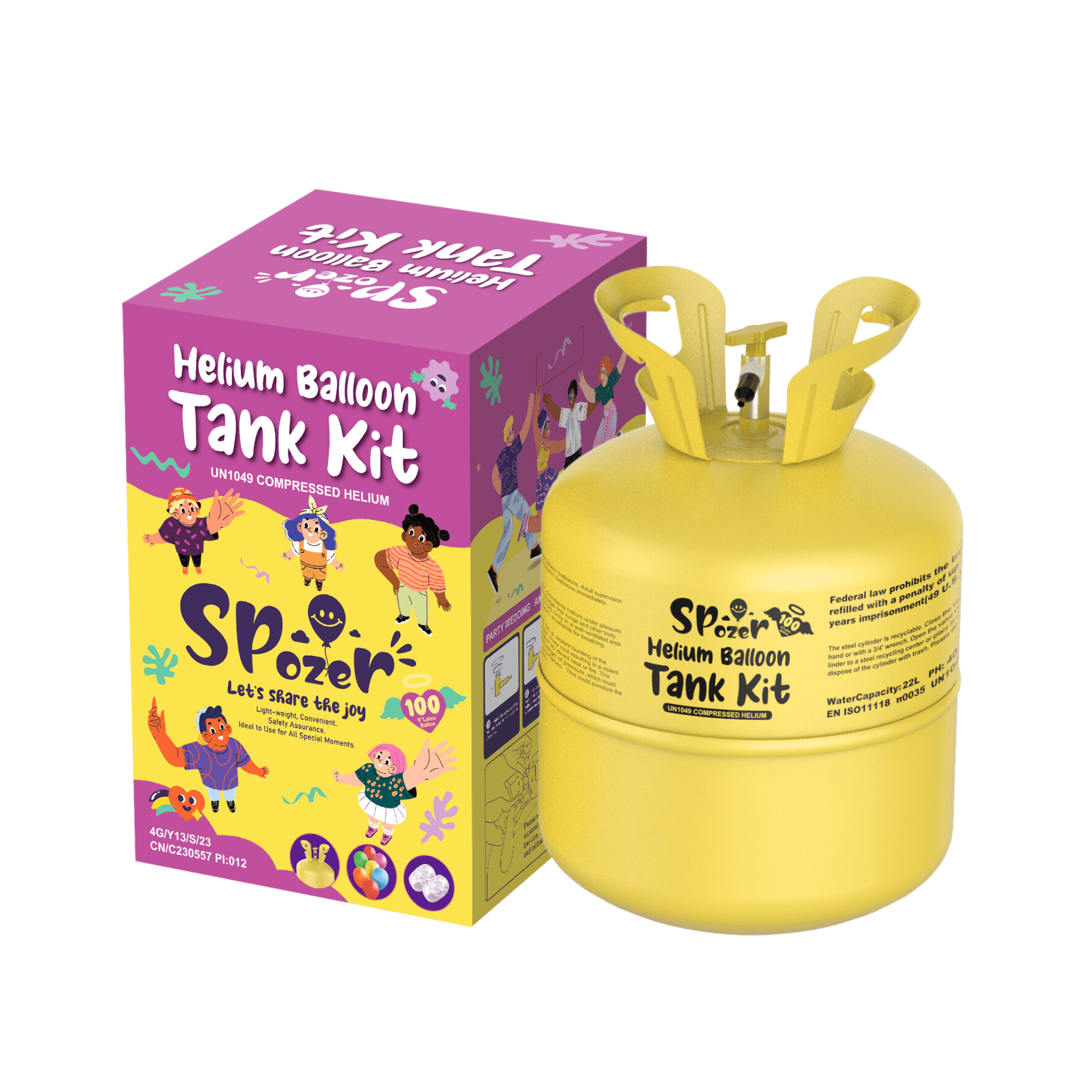 Spozer 22L Helium Tank for Birthdays Anniversaries Parties up to 100 Latex Balloons At Home Helium Balloons Pump Kit Blend