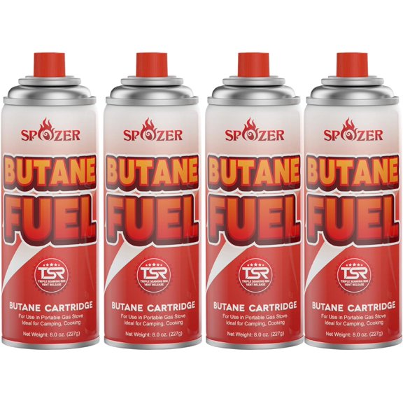 Spozer Butane Fuel Canister 8oz 227g for Portable Camping Stoves and Cooking 4Pcs