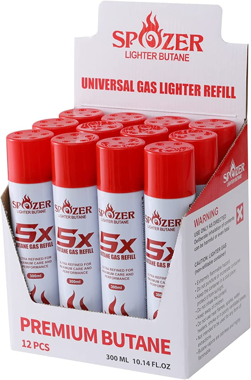 Spozer Butane Lighter Gas Fuel Refill 12 Cans Refined 300ML 10.14Oz