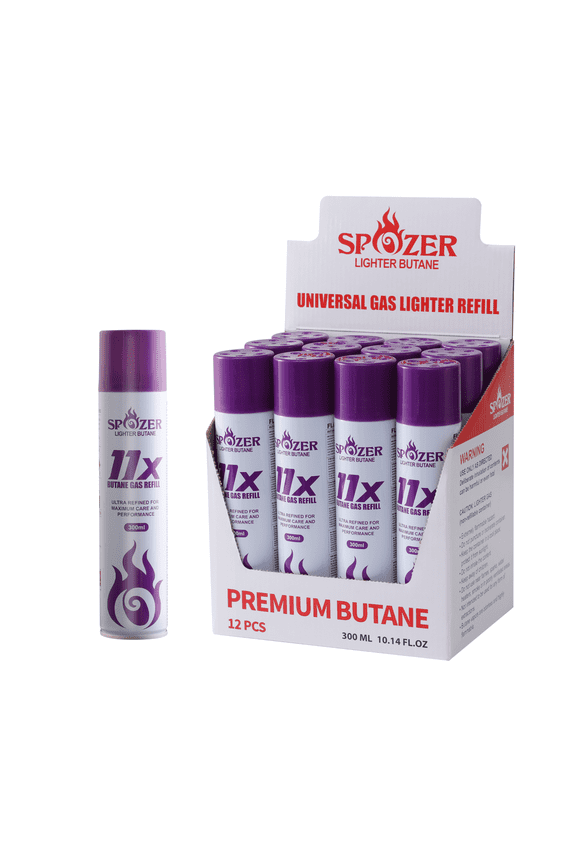 Butane Lighter Gas Pure 99.99% Premium 300ml(10.14 Oz) 12 Cartridges