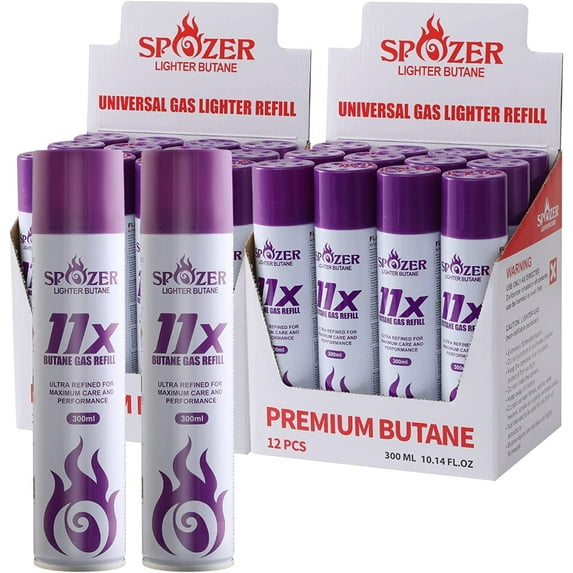 Spozer Butane Lighter Gas Pure 99.99% Premium 300ml(10.14 Oz) 24 Cartridges