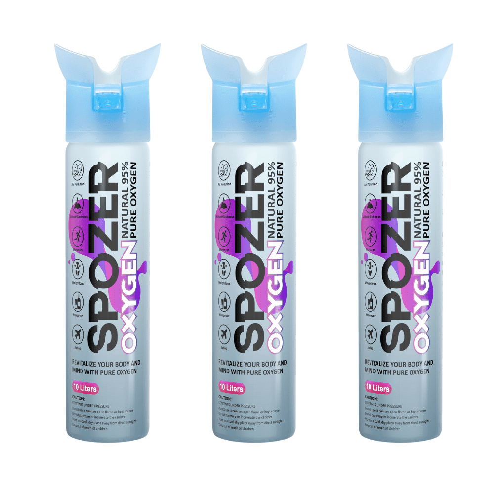 Spozer Oxygen Can - 97% Pure O2, 10L Oxygen Cylinder for Sports, Exercise & Altitude, 3 pack for Home Use