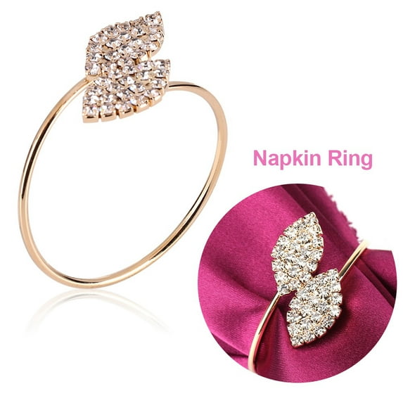 Spptty 12Pcs Rhinestone Napkin Set Handmade Buckle Holder Wedding Dinner Decoration, Napkin Holder, Wedding Napkin