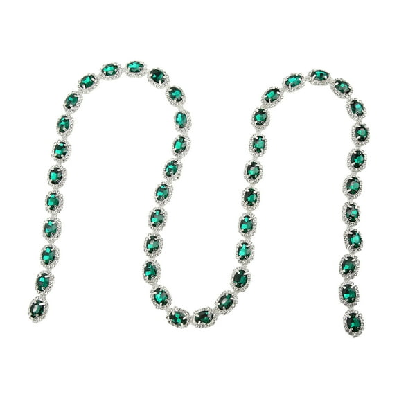 Spptty Rhinestone Trim,1 Yard Rhinestone Trim 1.5cm Width Malachite Green Oval Rhinestone Strip Cuttable Hand Crafted Rhinestone Claw Chains,Rhinestone Chain