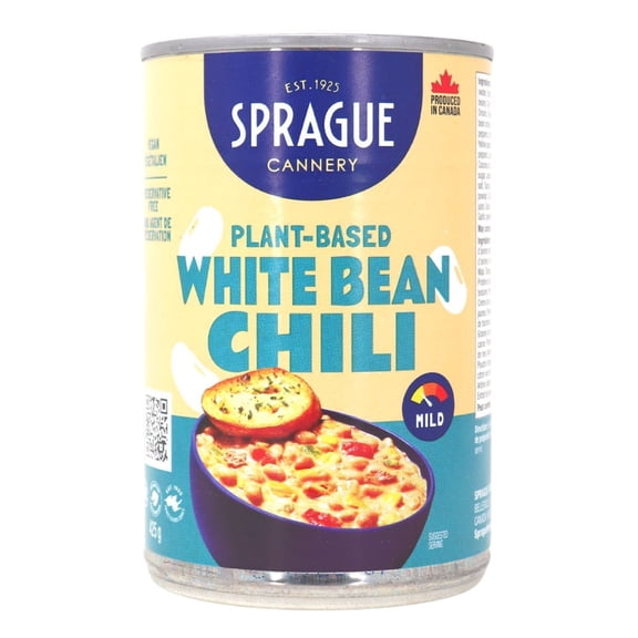 Sprague Cannery Plant-Based White Bean Chili, Ready to Eat, 425g/15 oz., Can