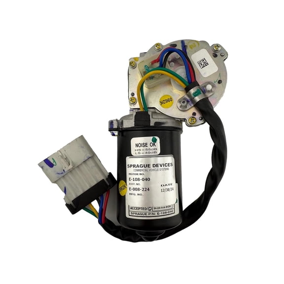 Sprague Devices E-008-224 Heavy-Duty Two-Speed Windshield Wiper Motor  12V/24V, 36 Nm Stall Torque, Thermal Protection & RFI Suppression Fits International, KW & Peterbilt Trucks, 3-Bolt
