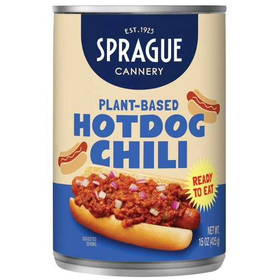 Sprague Foods Brand - Vegan Hot Dog Chili Sauce, Preservative Free, Easy Open 15oz Can