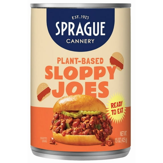 Sprague Foods Brand - Vegan Sloppy Joes, Just Heat and Eat, Preservative Free, Easy Open 15oz Can