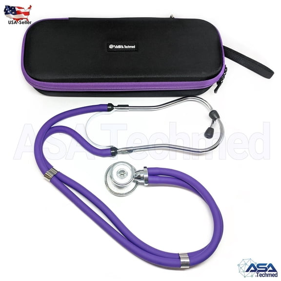 ASA TECHMED Sprague Rappaport Dual Head Stethoscope + Storage Case Kit, Adult Lightweight Diagnostic Tool, Purple, 1‑Count