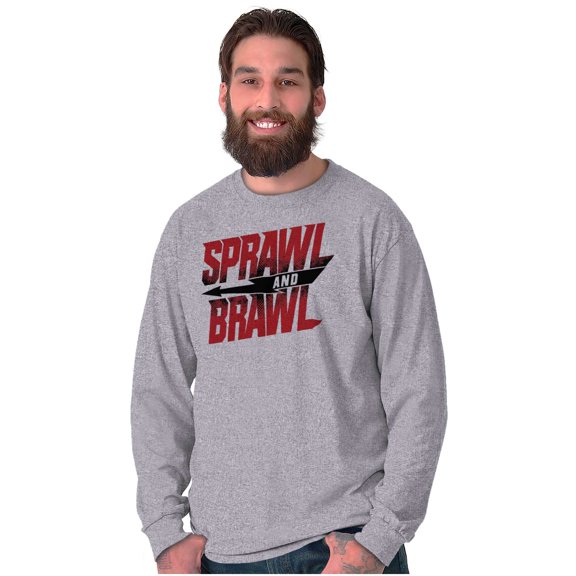 Sprawl and Brawl Muay Thai Fight Plus Size Long Sleeve Graphic Tee Shirt Brisco Brands 3X