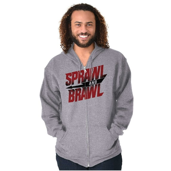 Sprawl and Brawl Muay Thai Fight Unisex Fleece Graphic Zip Up Hoodie Brisco Brands 4X