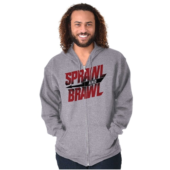 Sprawl and Brawl Muay Thai Fight Unisex Fleece Graphic Zip Up Hoodie Brisco Brands 4X