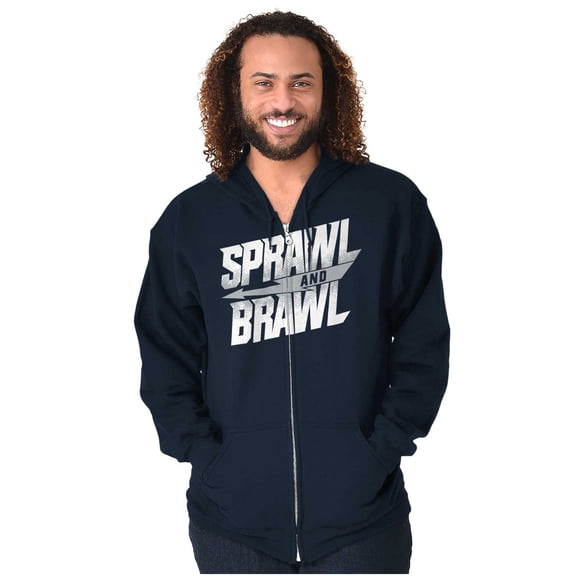 Sprawl and Brawl Muay Thai Fight Unisex Fleece Graphic Zip Up Hoodie Brisco Brands 2X