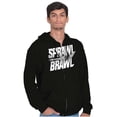 thumbnail image 1 of Sprawl and Brawl Muay Thai Fight Unisex Fleece Graphic Zip Up Hoodie Brisco Brands 4X, 1 of 5