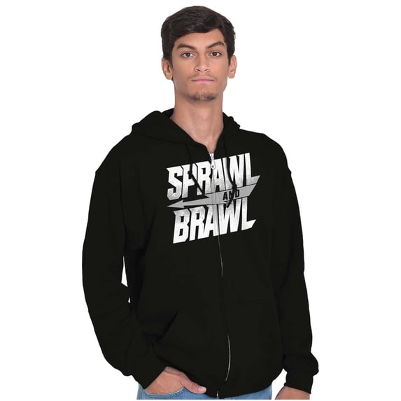 Sprawl and Brawl Muay Thai Fight Unisex Fleece Graphic Zip Up Hoodie Brisco Brands 4X