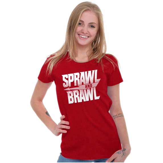 Sprawl and Brawl Muay Thai Fight Womens Fitted Plus Size Graphic Tee Brisco Brands 3X