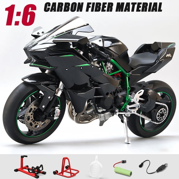 Spray 1:6 Kavvasaki Racing Ninja 500 H2R Motorcycle Simulation Sound Light Fast And Furious Kid Gift Collection value Display