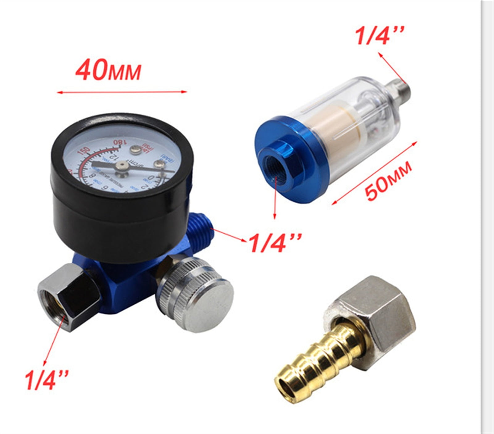 Spray airbrush air regulator gauge in line water trap filter tool