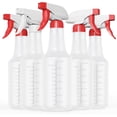thumbnail image 1 of Spray Bottle (5 Pack,32 Oz) with Measurements and Adjustable Nozzle(Mist & Stream Mode), HDPE Plastic Spray Bottles for Cleaning Solution, Household/Commercial/Industrial Use, No Leak and Clog, 1 of 3