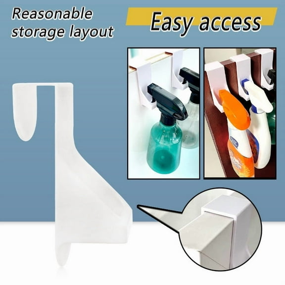 Spray Bottle Hanging Rack Organizer | Durable Plastic, Non-Destructive Mount | Cabinet Door Storage for Kitchen Bathroom | Holds Multiple Bottles, Space-Saving, Easy Install