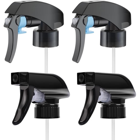 Spray Bottle Replacement Nozzle Trigger Sprayer Mist and Stream Black 4 Pack
