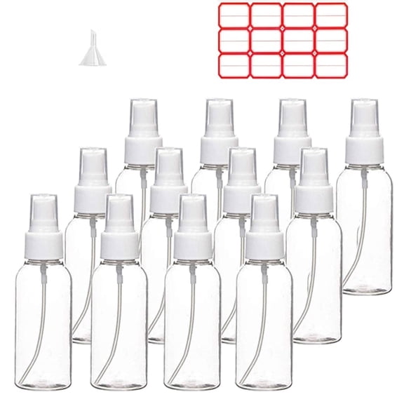 Bonita 12-Pack 4 oz Clear Refillable Travel Bottles, Includes Funnel and Label