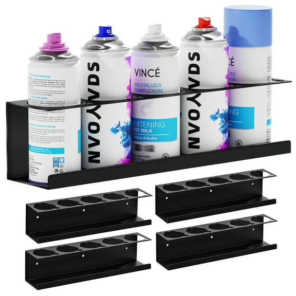 Spray Can Holder Rack Organize, 4 Pack Black Wall-Mounted Steel Aerosol Can Holder, Spray Can Organizer, Aerosol Can Rack, Spray Paint Can Holder for Garage and Workspace