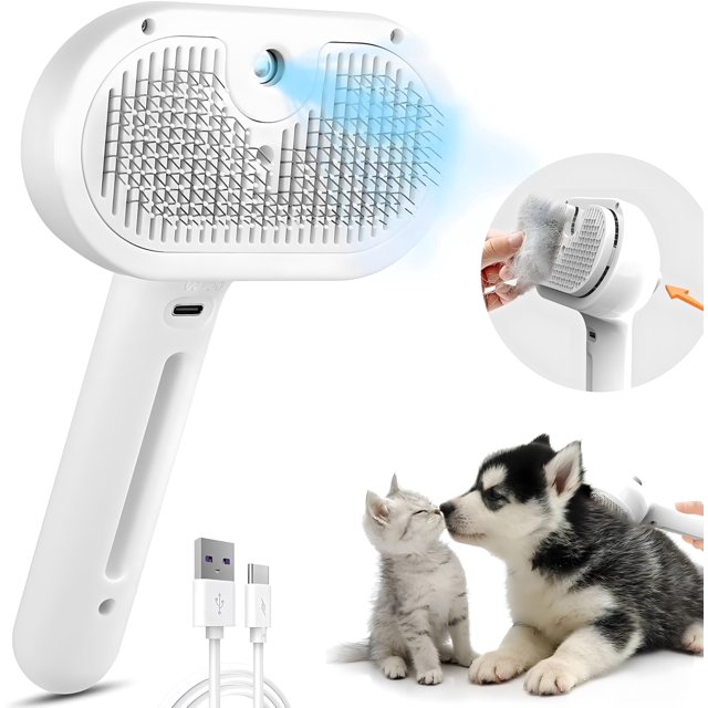 Spray Cat Brush for Shedding, Self Cleaning Dog Brush, Easy to Clean