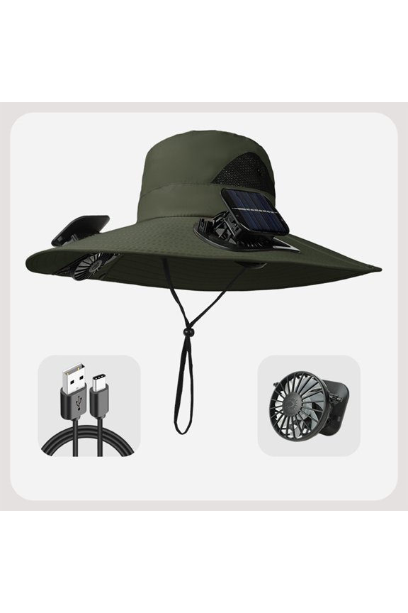 Spray Cooling Fan Hat Summer Fisherman Sun Hat with Solar & USB Charging,Mist Cooling Fan Hat for Outdoor Fishing Hiking Beach Travel