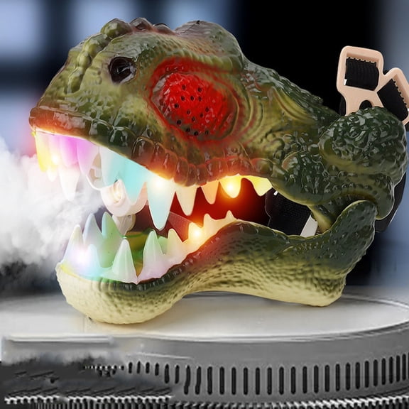 Spray Dinosaur Mask with LED Lighted and Roaring Sounds, Realistic Dinosaur Mask Moving Jaw, 2 Model Sound Effects, Moving Mouth Dino Headgear Mask Costume for Halloween Christmas Party Carnival