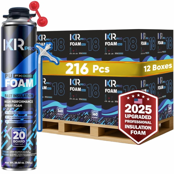 Spray Foam Insulation 216 Pcs (12 Boxes x 18 Pcs) Expanding Sealant, Closed Cell High Density Spray Foam for Heat Acoustic Insulation, (Each Can 26.46 oz/ 750g)