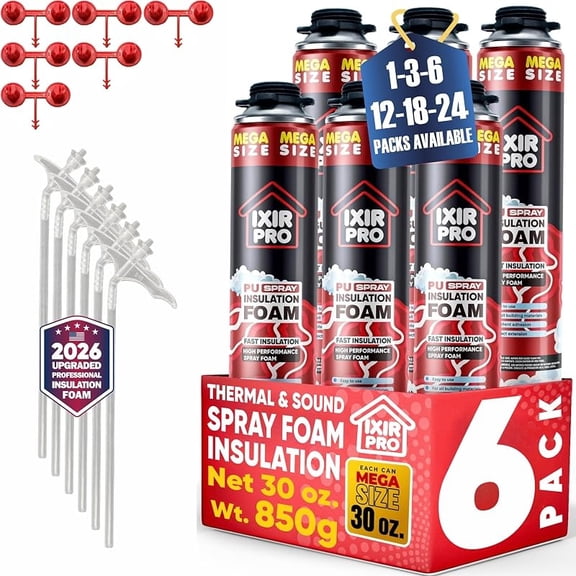 Spray Foam Insulation, 6 Pack x 30 oz, Expanding Foam Sealant Spray