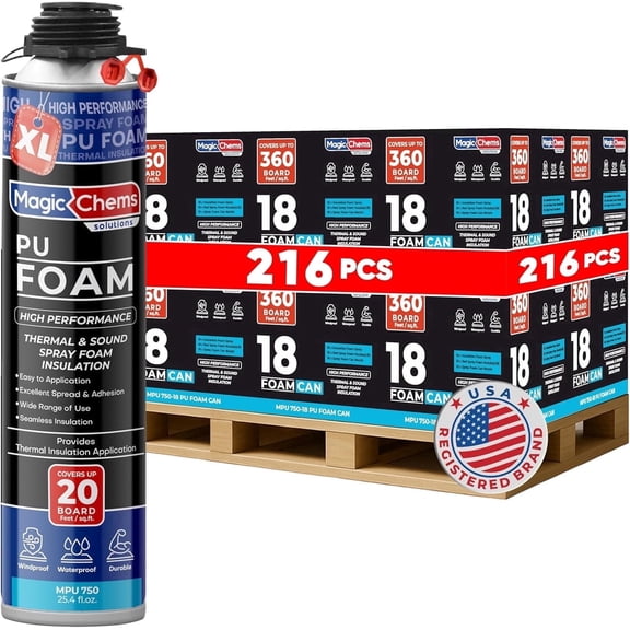 Spray Foam Insulation Can (216 Pack-25.1 oz) Expanding Foam Sealant for Thermal & Acoustic Insulation, Closed Cell, High Density Spray Foams, Heat AcousticInsulation