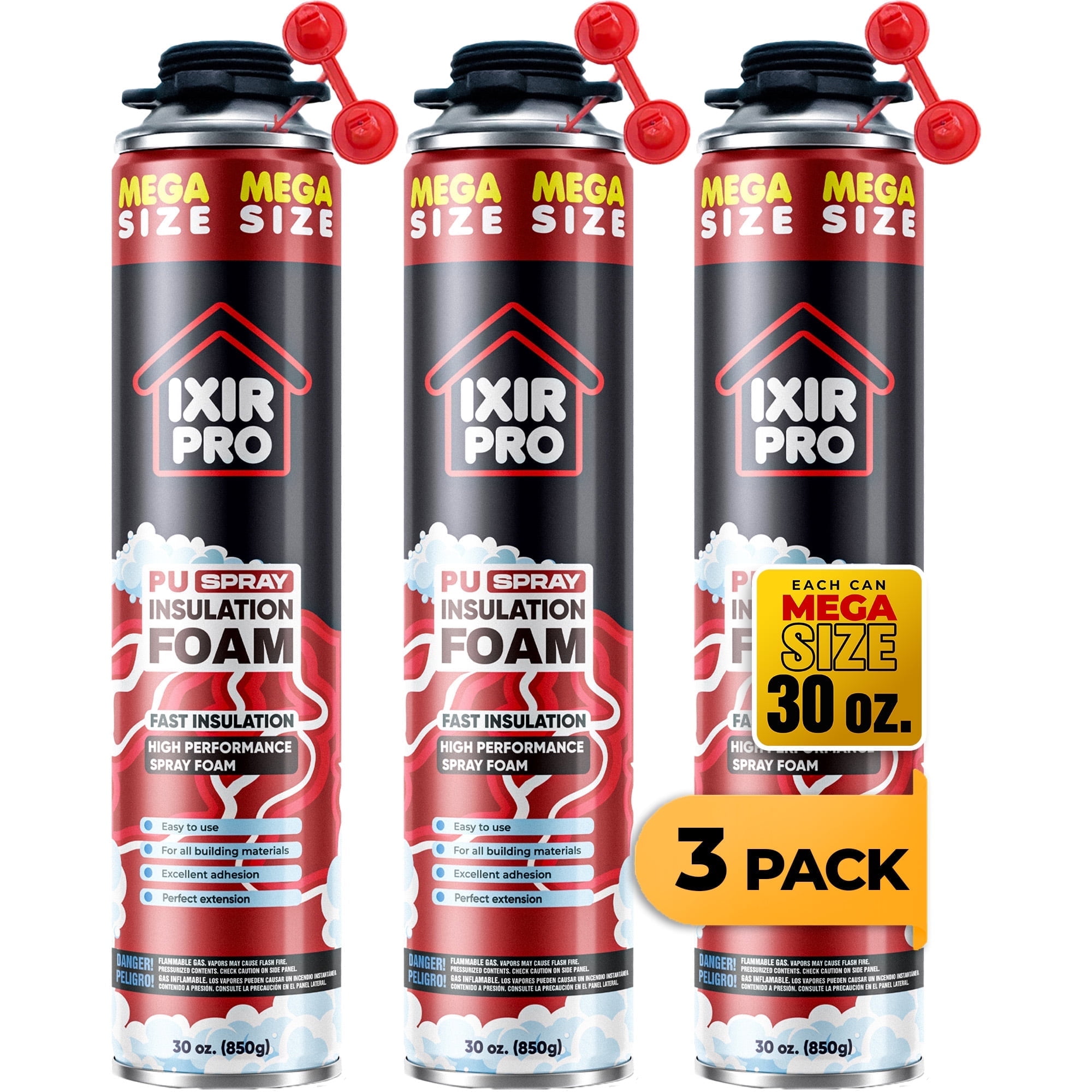 Ixirpro Mega Spray Foam Insulation – 3 Can Pack (30 Oz Each), Closed Cell Expanding Foam For Gaps, Soundproofing & Insulation 3 thumbnail image