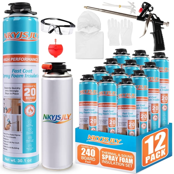 Spray Foam Insulation Kit (12 PK Kit-30.1 oz) - Expanding Sealant, High Density Closed Cell Spray Foam Insulation for Walls Ceiling Windows Doors