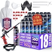 Ixirpro 18-Pack Expanding Spray Foam Insulation Kit 25.4 oz / 720g - High Density Closed Cell Sealant for Walls, Ceiling, Windows & Doors