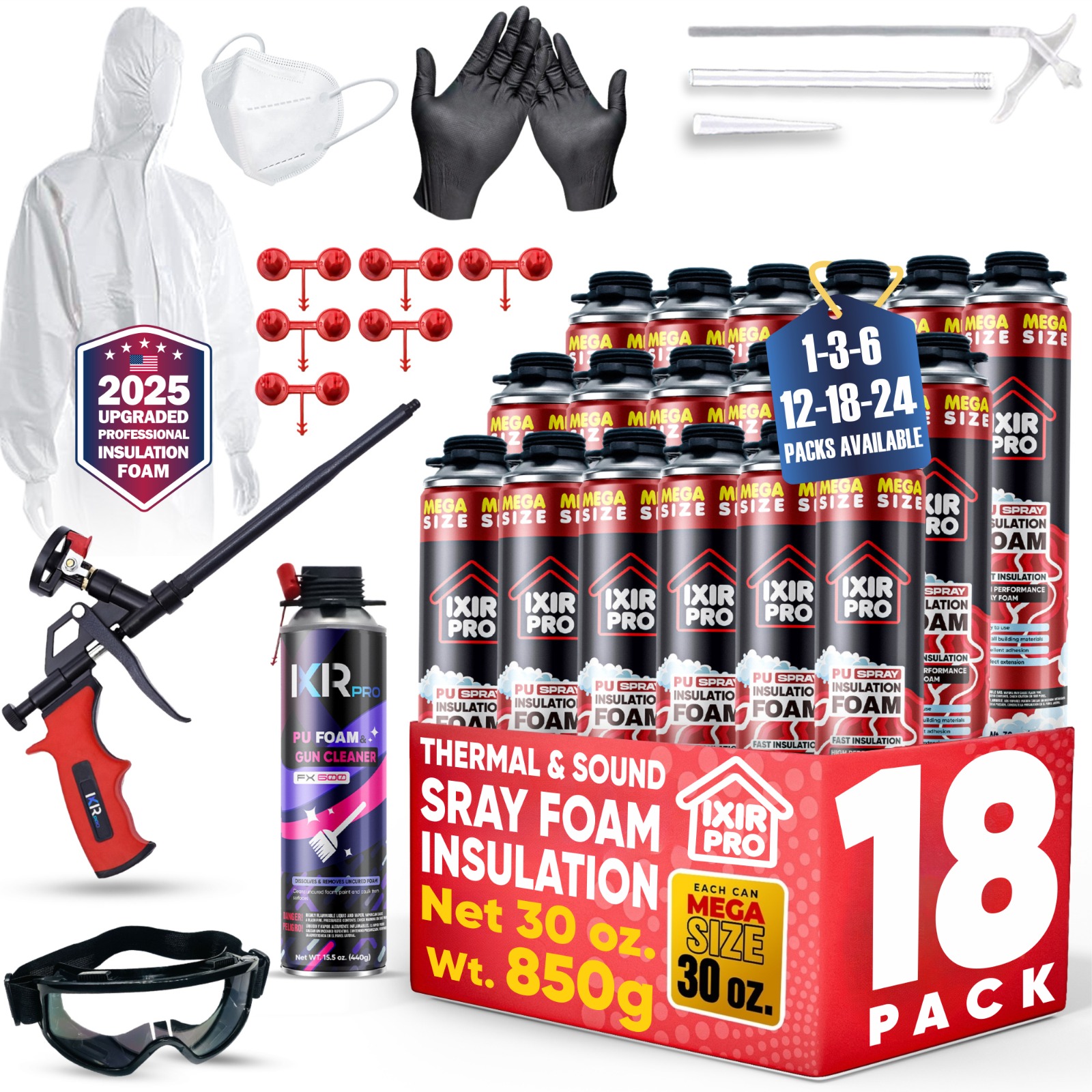 Ixirpro Mega Spray Foam Insulation – 3 Can Pack (30 Oz Each), Closed Cell Expanding Foam For Gaps, Soundproofing & Insulation 4 thumbnail image