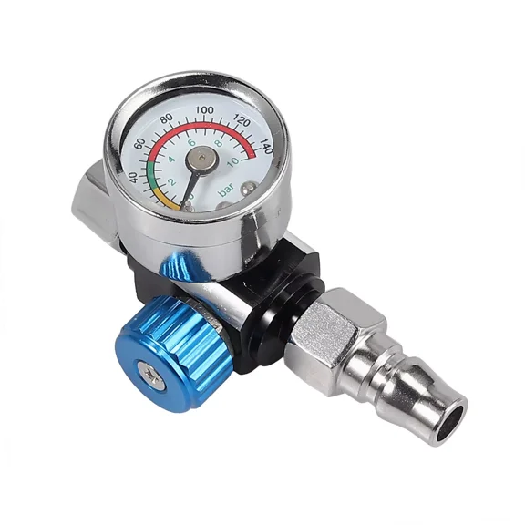 Spray Gun Air Pressure Regulator for HVLP Spray Gun Use, Stainless Steel Construction Adjustable Pressure Valve for Real-time Pressure Display